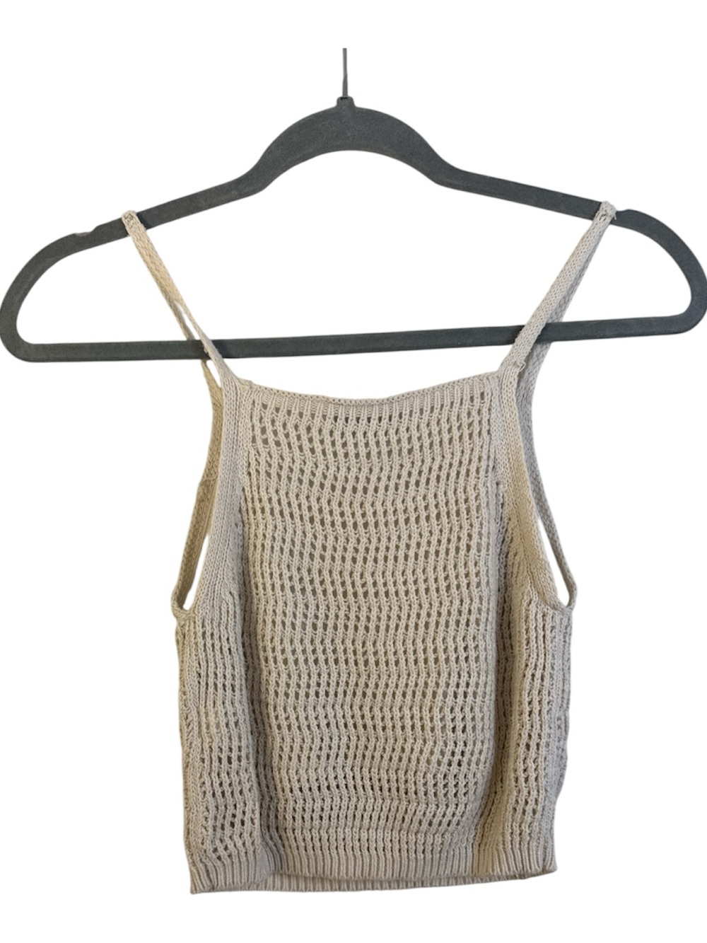 Crochet Cropped Cream Tank Bohemian Festival size XS - Picture 2 of 6